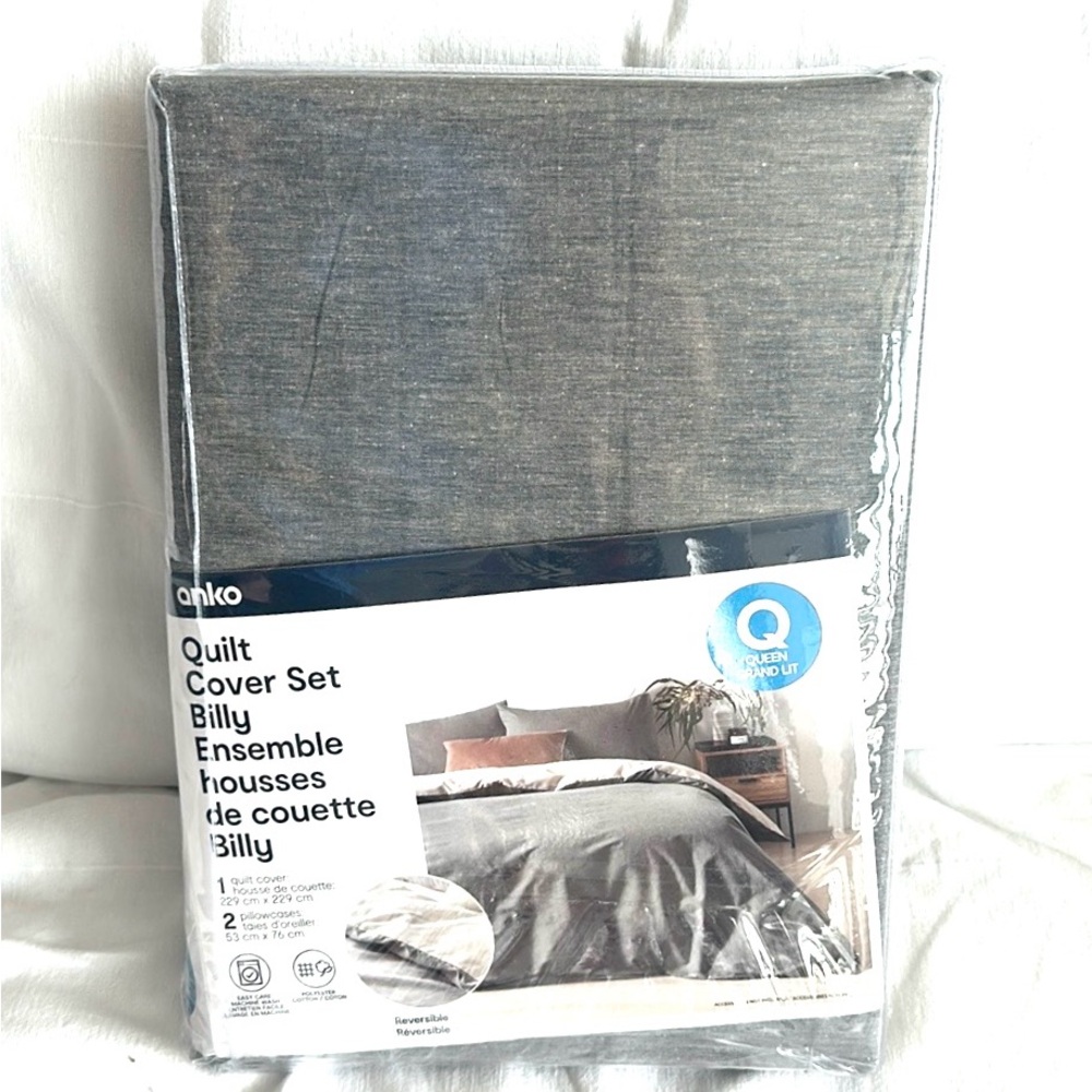 Mid-Light Grey Queen Duvet Cover Only No Shams